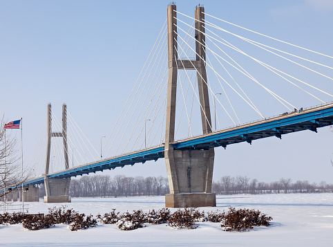 Quincy Memorial Bridge winter time. Quincy, Illinois