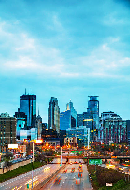 istock View of downtown Minneapolis, Minnesota with traffic and sky 466946708