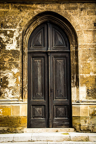 istock Ancient closed old wood door 466946916