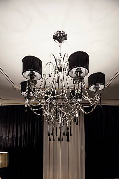 istock Chandelier with black shade 466951738