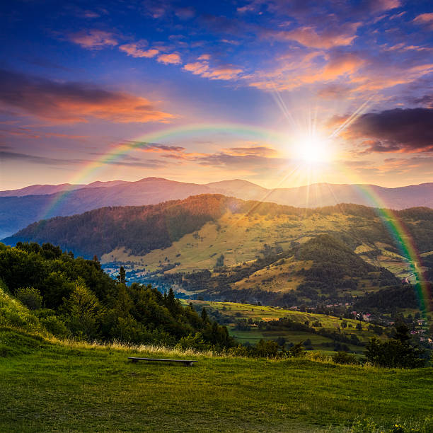 istock village near forest in high mountains at sunset 466952000