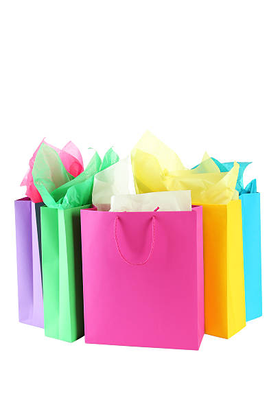 istock Colorful shopping bags isolated on white 466952016