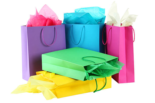 istock Colorful shopping bags isolated on white 466952018