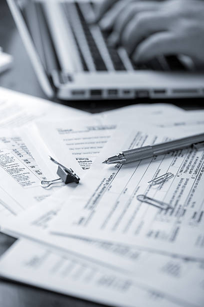 Preparing Tax Forms stock photo