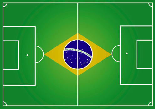 Soccer pitch Brazil flag