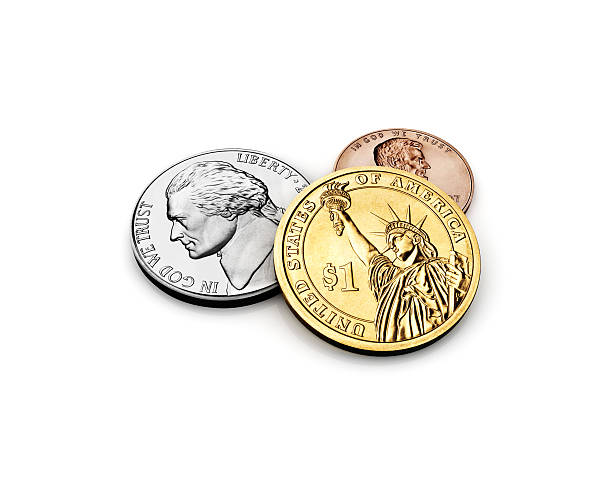 istock US one dollar with quarter and cent money Coins 466955951