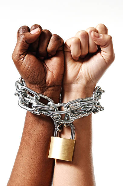 istock white hand chain locked together with black ethnicity multiracial understanding 466962514