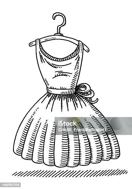 Coat Hook Womens Dress Clothing Drawing Stock Illustration - Download Image Now - Dress, Sketch, Black And White