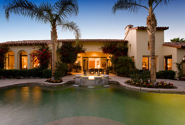 istock Swimming Pool Against Modern House 466967386