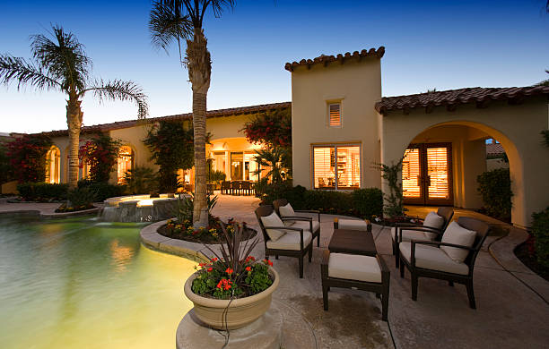 istock Swimming Pool Against Modern House 466967388