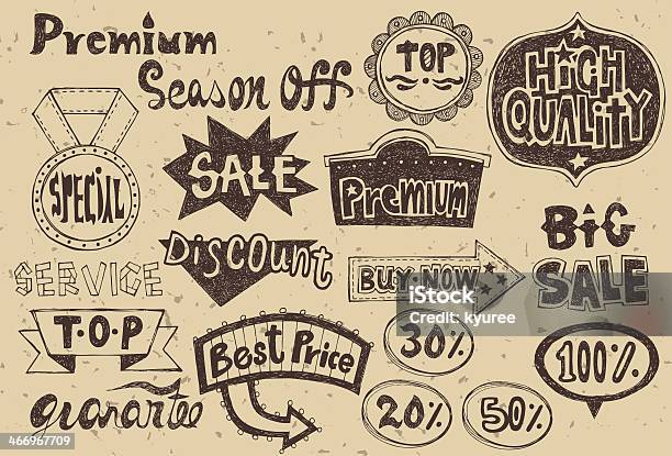 Set Of Vintage Sale Element1 Stock Illustration - Download Image Now - Old-fashioned, Retro Style, Single Word