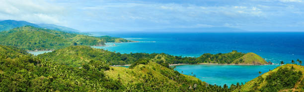 istock Beautiful panoramic views of coast and green mountains 466968450