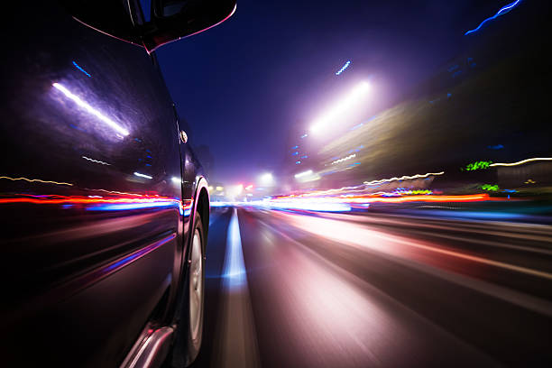 istock Fast car through street 466969479