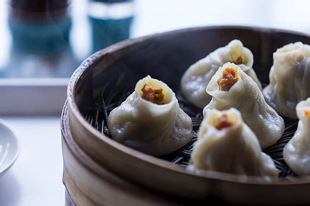 istock Chinese bun in bamboo basket 466969636
