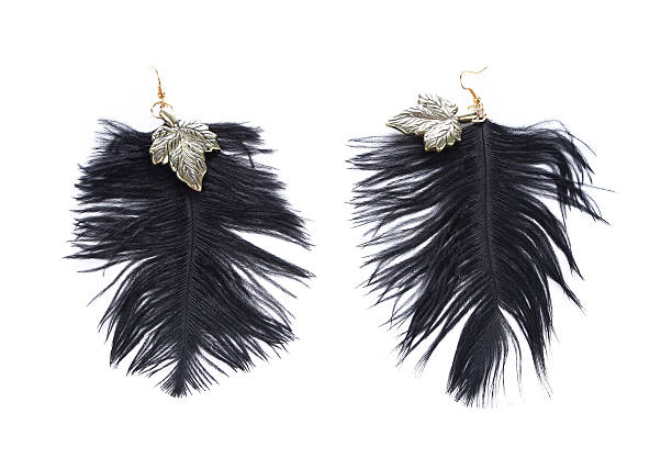 istock Pair of women's earrings their feathers 466970269
