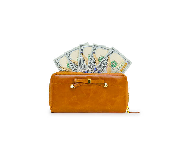 istock Purse with hundred dollar banknote isolated on white background 466970382