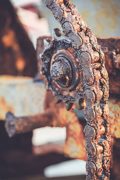 istock Dirty old gear and chain 466970856