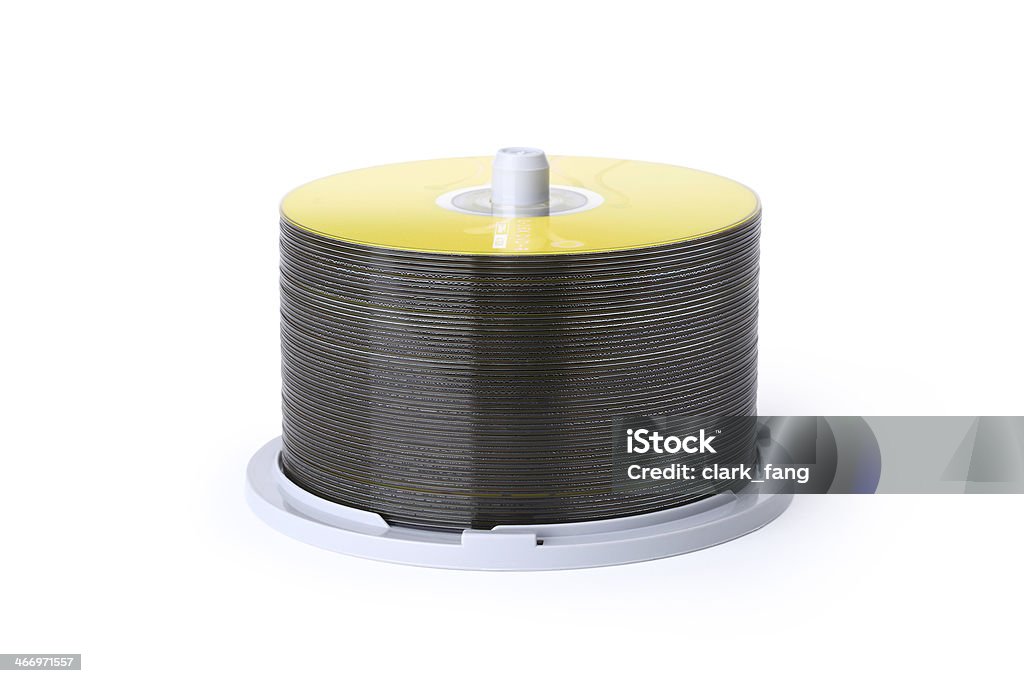 Dischi cd vuoto isolato con clipping path pile - Foto stock royalty-free di Bianco