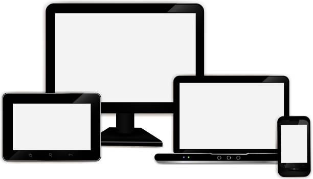 istock Realistic laptop, tablet computer, monitor and mobile phone 466972427