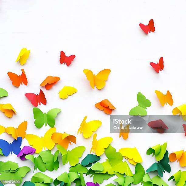 Butterfly Paper Cut On White Background Stock Photo - Download Image Now - Butterfly - Insect, Paper, Document