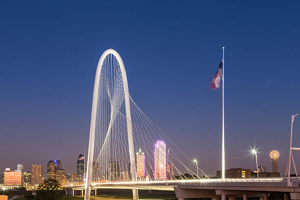 istock Dallas downtown skyline with Margaret hut hills bridge at night 466973094