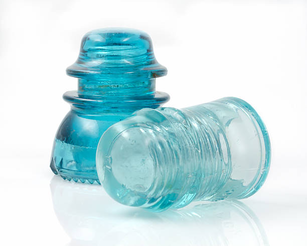 Old glass electrical insulator, used in old power and telecommunication lines