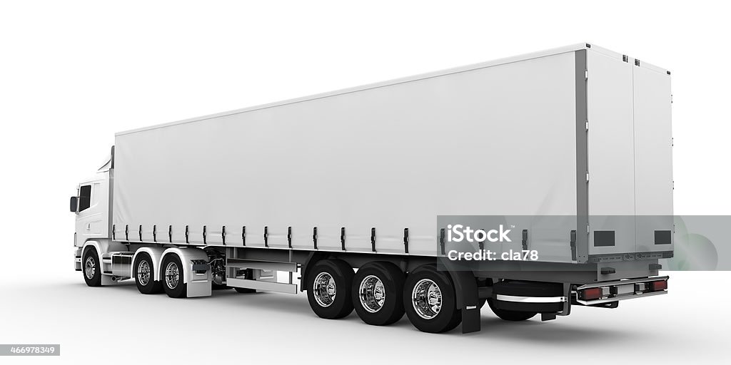 Blank white truck isolated on white background White transport truck isolated on a white background Semi-Truck Stock Photo