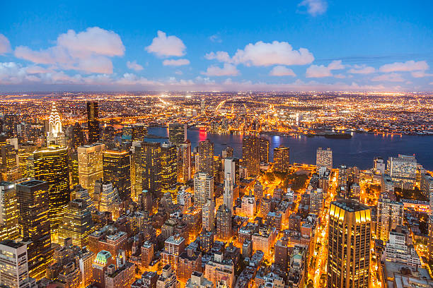 istock aerial of New York by night 466978524