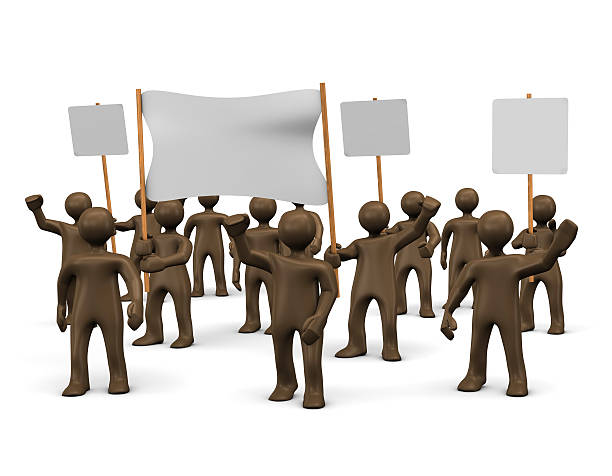 istock Demonstration. 3d illustration with black cartoon characters. 466978560
