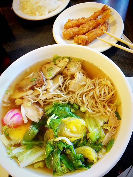 istock Hawaiian Saimin Soup with Tempura Chicken and Fish Cake 466979773