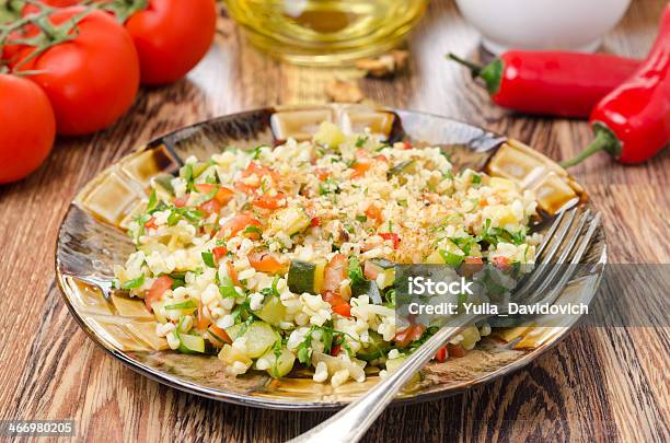 Salad With Bulgur Zucchini Tomatoes And Parsley Stock Photo - Download Image Now - Bulgur Wheat, Appetizer, Cereal Plant