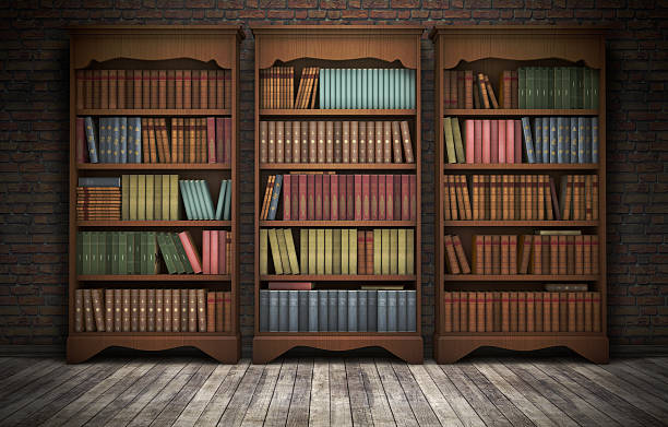 istock Old bookshelves in room 466980321
