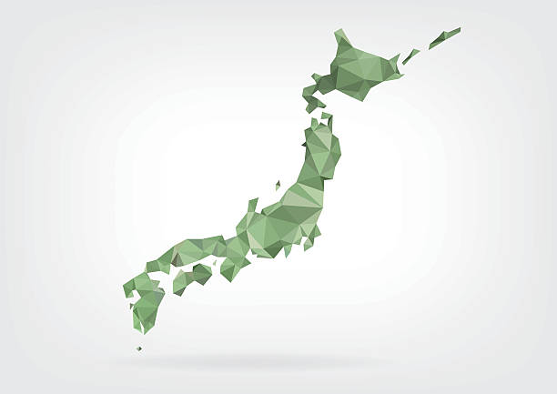 niski poli mapa japonii - japan digital map stock illustrations
