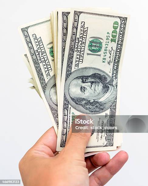 Dollars In His Hand Stock Photo - Download Image Now - Adult, Adults Only, American One Hundred Dollar Bill