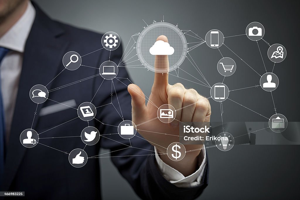 Schieben touch cloud Knopf - Lizenzfrei Lösung Stock-Foto