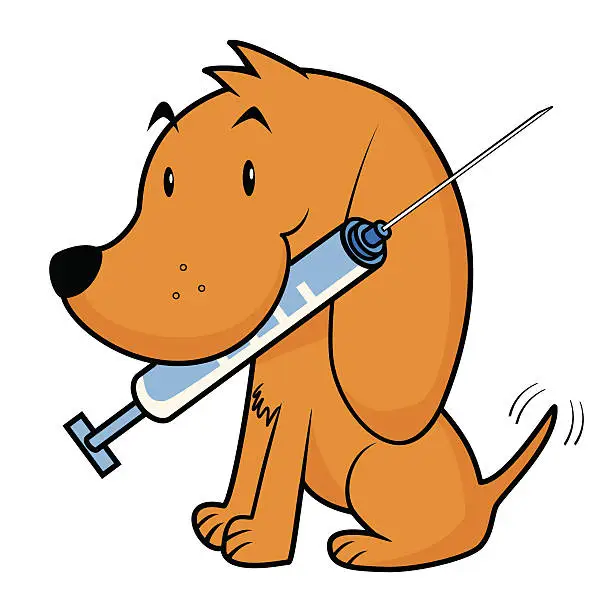 Vector illustration of Dog and vaccine