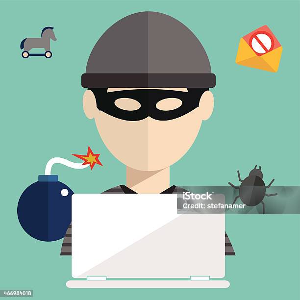 Hacker Stealing Sensitive Data As Passwords From A Personal Computer Stock Illustration - Download Image Now