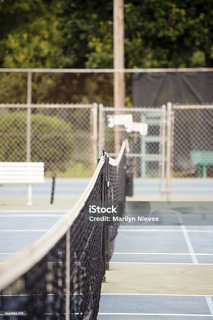 tennis court Close up of the net at the tennis court. Blue Stock Photo