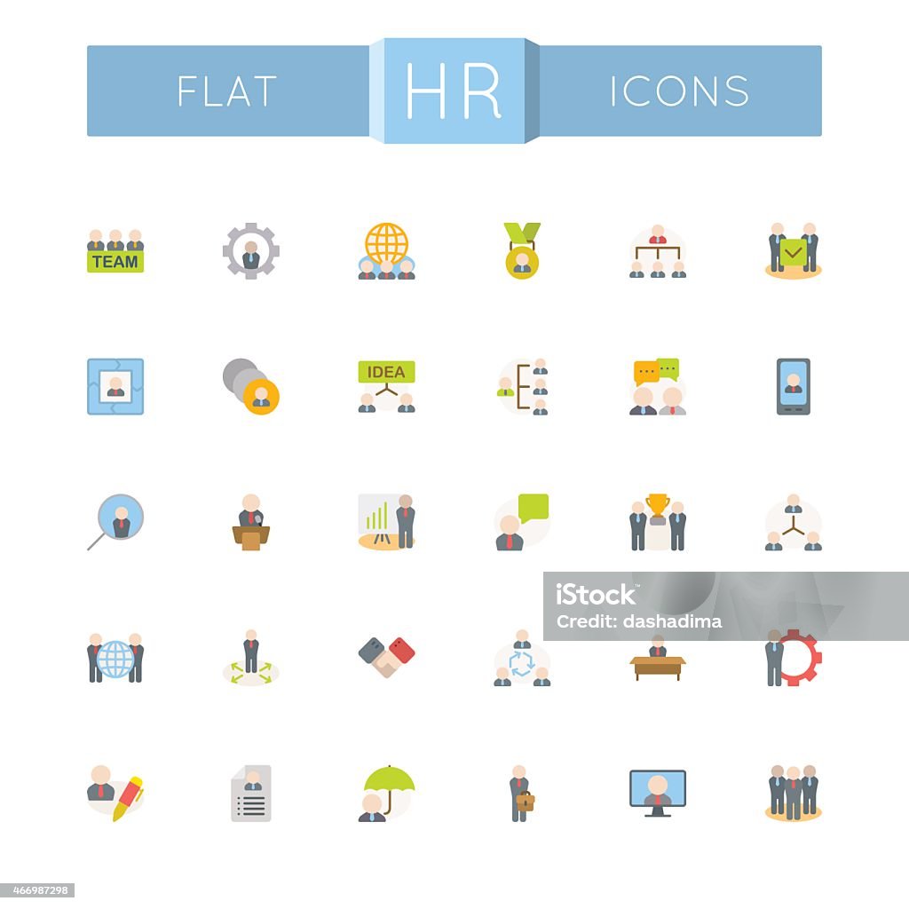 Vektor-flache HR Symbole - Lizenzfrei Arbeitspersonal Vektorgrafik