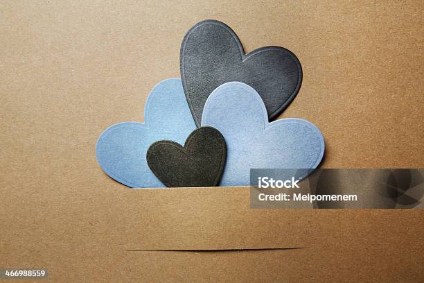 Paper Cut Blue And Black Hearts Stock Photo - Download Image Now - Art And Craft, Black Color, Blue