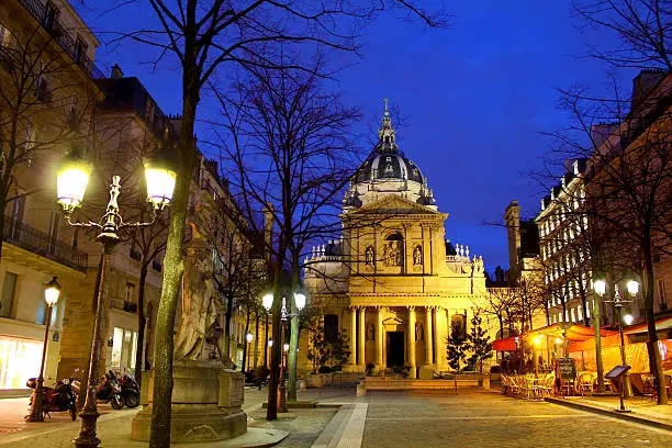 Photo of Sorbonne university by night, Paris France