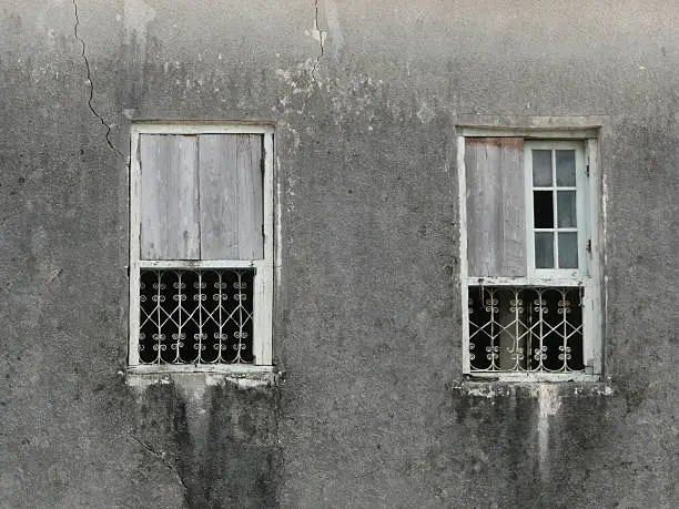 Old windows in Stonetown, Zanzibar, Tanzania, Africa.