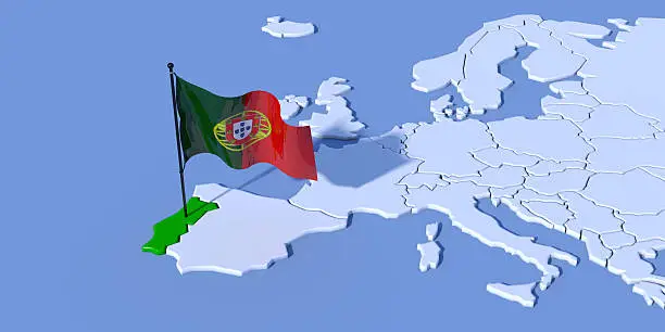 Photo of 3D Europe map with Flag Portugal