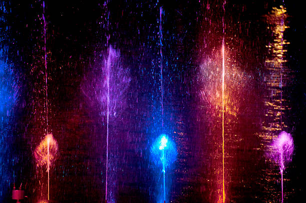 화재 및 물 보여주다 - laser firework display performance showing 뉴스 사진 이미지