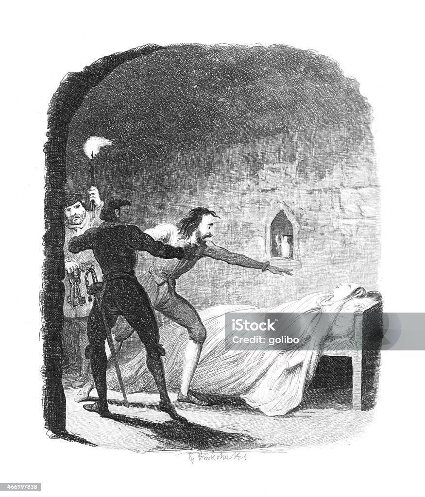 Guy Fawkes: Death of Viviana by George Cruikshank Scan of "Death of Viviana" by the English illustrator George Cruikshank (1792 - 1878). Guy Fawkes stock illustration