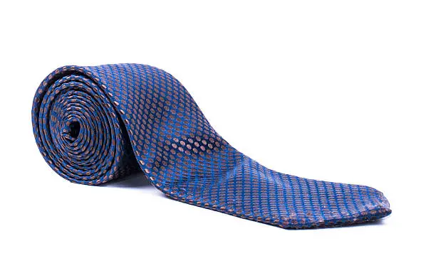 Image of blue tie isolated close up.