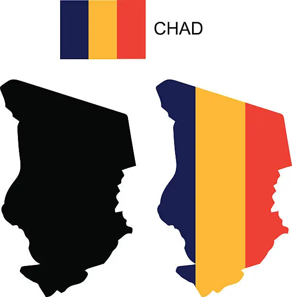 Vector illustration of Chad map and flag vector, Chad map, Chad flag