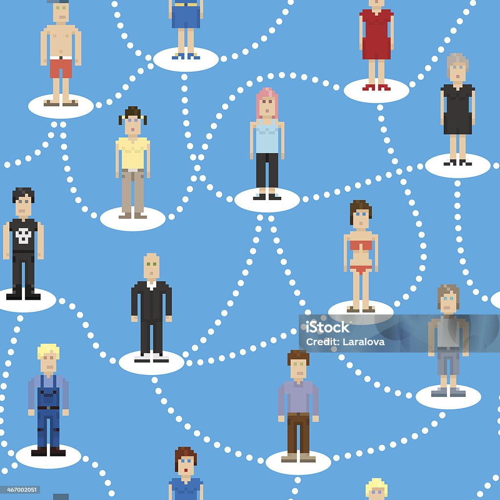 Piksel osób social połączenie bezszwowe wzór - Grafika wektorowa royalty-free (Dorosły)