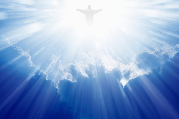 gesù cristo in cielo - gods rays foto e immagini stock