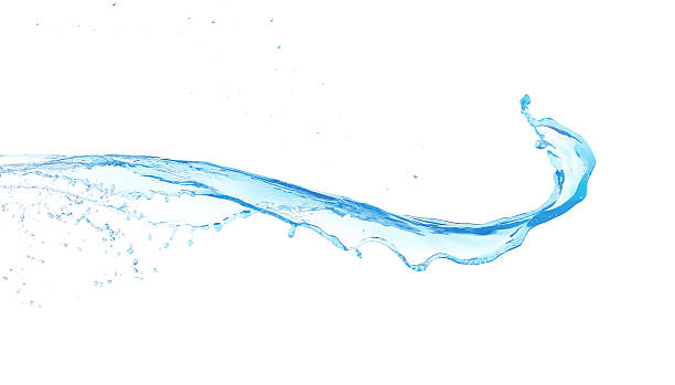 istock Light blue splash of water across white background 467006111